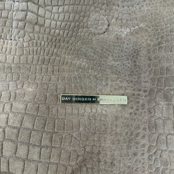 Day Birger Et Mikkelsen Large Suede Leather Tote Bag Embossed Greige *FLAWS READ - Picture 4 of 7